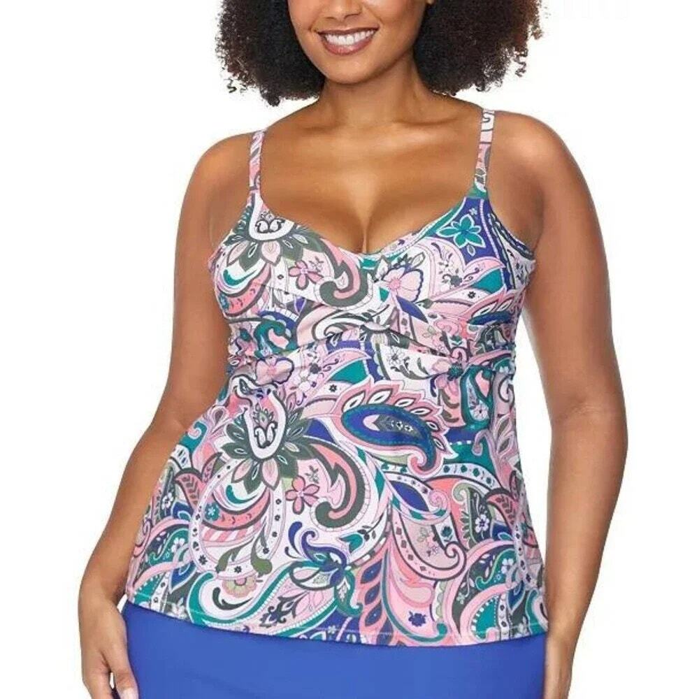 NWT Raisins Santorini Aries Tankini Swim Bathing Suit Top Women's Size 14W